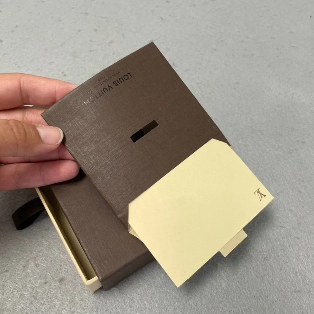 Louis Vuitton Small Gift Box Dust Bag Card Set Brown Yellow Authentic 5.5x3.75x1